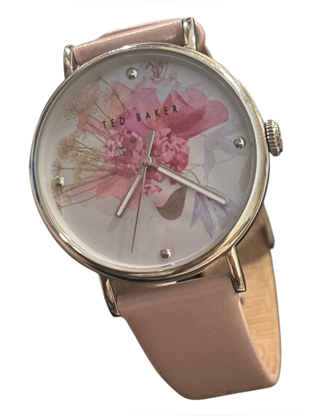 Ted Baker floral pink leather strap watch